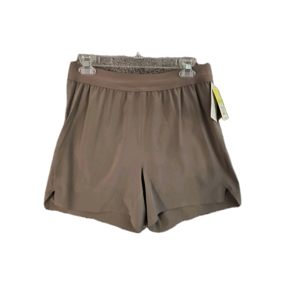 All In Motion Women's Run Shorts Lined Zip Pocket Drawstring Brown Medium 5"